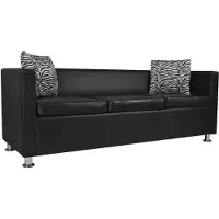 vidaXL Canapé à 3 places cuir artificiel noir