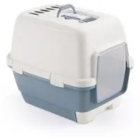 Stefanplast Cathy Clever & Smart 58x45x48 cm bleu avec couvercle blanc avec tiroir à litière, 98714