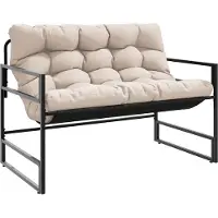 vidaXL Banc de jardin avec coussins Taupe 113 cm Acier