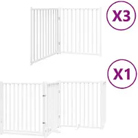 vidaXL Porte pour chien 10 pièces avec porte Pliable Blanc 800 cm Bois de peuplier