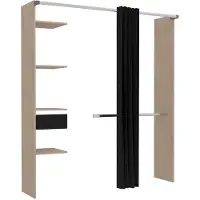 Parisot Armoire Botan G - 200cm, 4 étagères, 1 tiroir, 1 tringle, 1 rideau- chêne