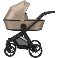 Kunert BRAV 2in1 Poussette éco-cuir marron avec cadre noir et roues en gel pour le confort et le style