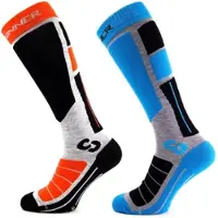 Sinner Chaussettes de Ski Sinner Unisexe Pro Socks II Double Pack Orange/Neon Blue-Taille 36 - 38