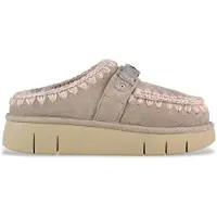 Mou pour femme. MU.FW531001A Sabots Bounce sabots en cuir logo en métal , taupe (36), 3 à 5 cm, Aucun, Casuel