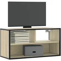 vidaXL Armoire TV Chêne Sonoma 80x31x39,5 cm Bois composite et métal
