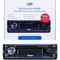 Pni Lecteur MP3 de voiture Clementine 8550BT, façade amovible, 4x45w, 12V, 1 DIN, avec SD, USB, AUX, RCA
