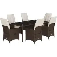 vidaXL Ensemble de jardin 7 pièces avec coussins Marron Poly rotin