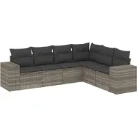 vidaXL Ensemble de salon de jardin 6 pièces avec coussins gris clair Poly rotin