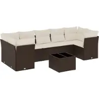 vidaXL Ensemble de jardin canapé 8 pièces avec coussins Marron Poly rotin