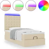 vidaXL Lit ottoman avec matelas & LEDs Crème 80x200 cm Tissu