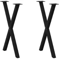 vidaXL Pieds de table de salle à manger en X 2 pcs. noir 50x(72-73) cm acier