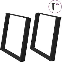 vidaXL Pieds de table de salle à manger en forme de U 2 pcs. noir 100x(72-73) cm acier