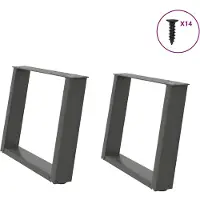 vidaXL Pieds de table basse en U 2 pcs. Anthracite 70x(42-43) cm Acier