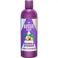 Aussie SOS Blonde Hydrate : shampooing tonifiant violet pour cheveux blonds, 300 ml