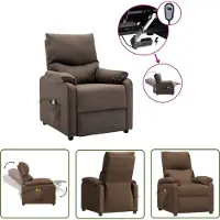 The Living Store Fauteuil de massage électrique Marron Tissu