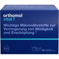 Orthomol VET Vital f pour femmes - en cas de fatigue - avec vitamines B, acides gras oméga-3 et magnésium - goût orange - granulés/comprimés/capsules, 30 portions journalières