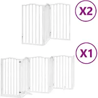 vidaXL Porte pour chien 12 pièces avec porte Pliable Blanc 600 cm Bois de peuplier
