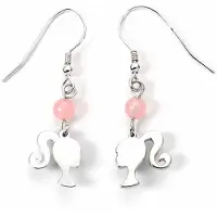 Ginza.se Barbie Boucles D'oreilles Drop Silhouette & Rose Quartz (argent Sterl