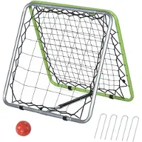 HOMCOM Football Rebounder Kickback Tor Paroi de rebond Filet pour baseball basketball rebond bilatéral Réglable en 5 étapes Métal Vert+Noir