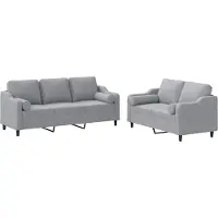 vidaXL Ensemble de canapés 2 pièces avec coussins Tissu gris clair