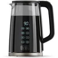 Black & Decker Bouilloire - BLACK+DECKER - Verre Noir - 1,7L - 2200W - Socle 360