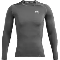 Under Armour T-shirt à manches longues HeatGear Compression pour homme, (025) Castlerock / Blanc, XX-Large