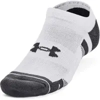 Under Armour Chaussettes No Show Performance en Coton Unisexes 3 Pack, (100) Blanc/Gris, Medium