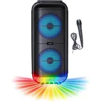Inovalley Enceinte karaoké lumineuse - - KA22-BTH - Bluetooth V5.0 - 49 cm - 500 W - Noir