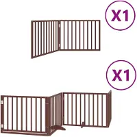 vidaXL Porte pour chien 6 pièces avec porte Pliable Marron 480 cm Bois de peuplier