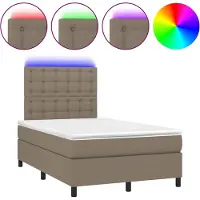 vidaXL Lit Boxspring avec matelas & LED Taupe 120x190 cm Tissu