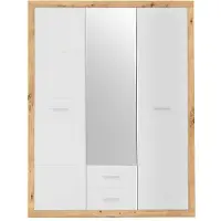 Die Möbelfundgrube Storck 151 cm, 3 portes et 2 tiroirs avec miroir - Chêne Artisan/Blanc