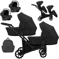 Kunert Poussette double BRAV DUO 2 en 1, noire, avec roues en gel et châssis noir