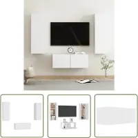 The Living Store Ensemble de 3 meubles TV blanc en bois composite