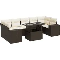 vidaXL Ensemble de jardin canapé 8 pièces avec coussins Marron Poly rotin