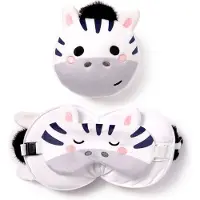 Puckator Relaxeazzz Peluche Adoramals Bali Zebra Coussin de voyage rond & masque pour les yeux, Oreiller de voyage, Multicolore