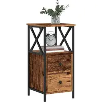 vidaXL Table de chevet vieux bois 34x35,5x70 cm bois d'ingénierie