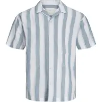 Jack & Jones Summer Stripe Resort Short Sleeve Shirt Bleu S Homme