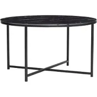 Hubsch Table basse métal / verre - marbre noir