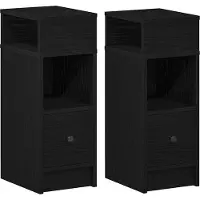 vidaXL Tables de chevet 2 pcs avec tiroir noir 25x31x66 cm