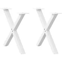 vidaXL Pieds de table basse en X 2 pcs. Blanc 50x(42-43) cm Acier