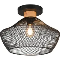 RL Plafonnier VALERIA noir-bois clair 1xE27x40W métal dim. : 26,5x35x35 cm IP20