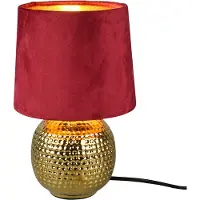 TRIO Lampe de table SPOHIA dorée et rouge, 1xE14x40W, tissu, dimensions : 26x16x16 cm, IP20, RL