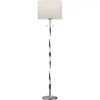 TRIO Lampadaire LED NANDOR avec abat-jour en tissu blanc et structure éclairée