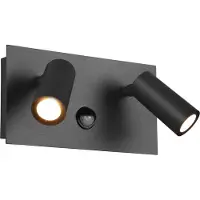 TRIO Applique d'extérieur LED avec détecteur TUNGA, anthracite, 3,5 W, blanc chaud, 420 lm, aluminium, dim. : 12,1 x 23 x 23 cm, IP54,