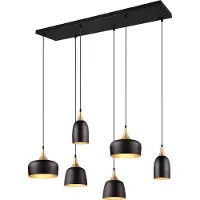 TRIO Suspension CHIRAZ noire 6xE27x25W en métal, dimensions : 150x90,5x32,5 cm, IP20,