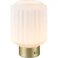 Reality Lampe de table LED Lord, blanc et laiton, 2 W, blanc chaud, 100 lm, verre, dimensions : 19,5 x 13 x 13 cm, IP20, RL