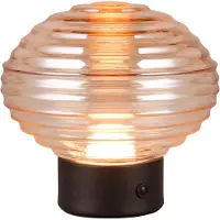 TRIO Lampe de table rechargeable noire Earl verre ambré