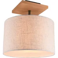 TRIO Plafonnier ELMAU bois clair-blanc-beige 1xE27x60W en tissu, dimensions : 36,5x35x35 cm, IP20
