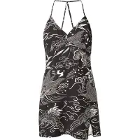 Superdry Vintage Mini Slip Halter Sleeveless Dress Noir L Femme