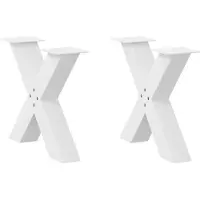vidaXL Pieds de table basse en X 2 pcs. Blanc 60x(42-43) cm Acier